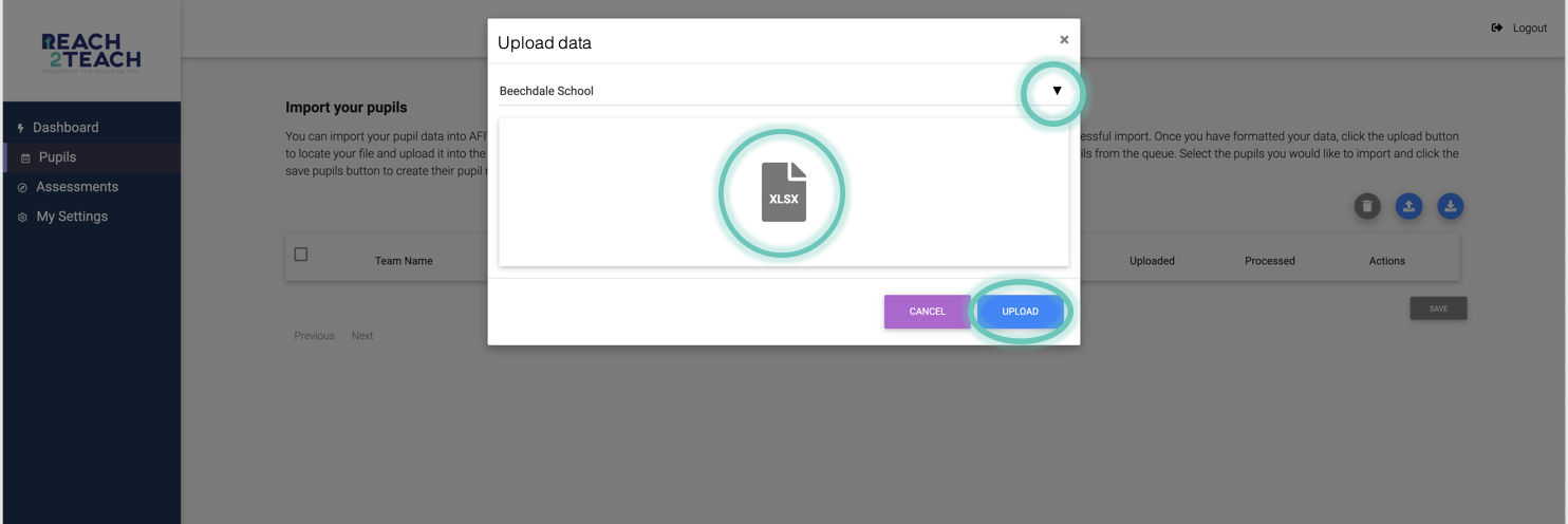 Upload data