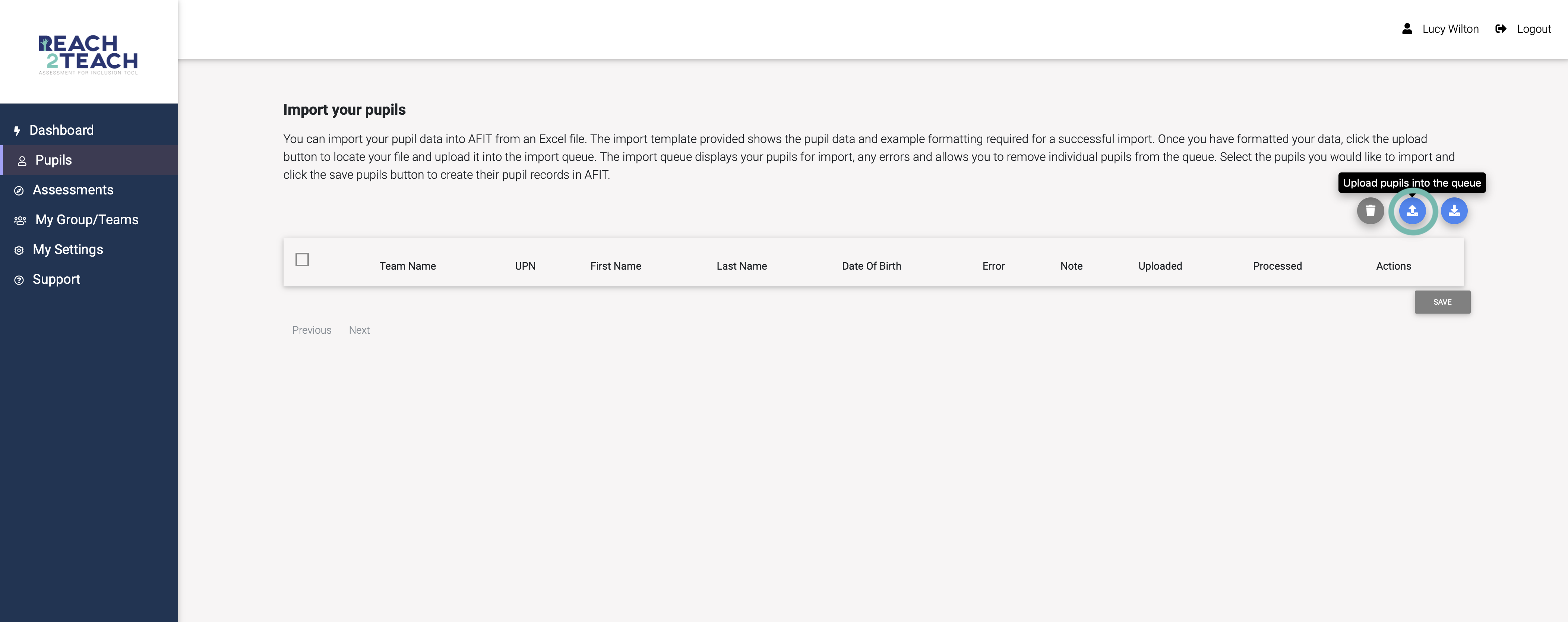 Upload pupils into queue